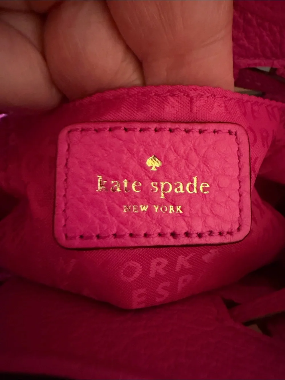 Kate Spade Hot Pink Leather Drawstring Crossbody Bucket Bag